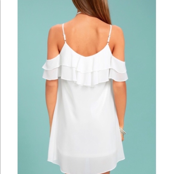 Lulu's White Off the Shoulder Ruffle Mini Dress - Picture 3 of 8